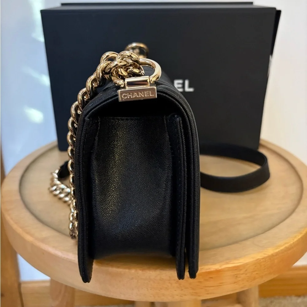 Chanel Caviar Chevron Medium Boy Bag
